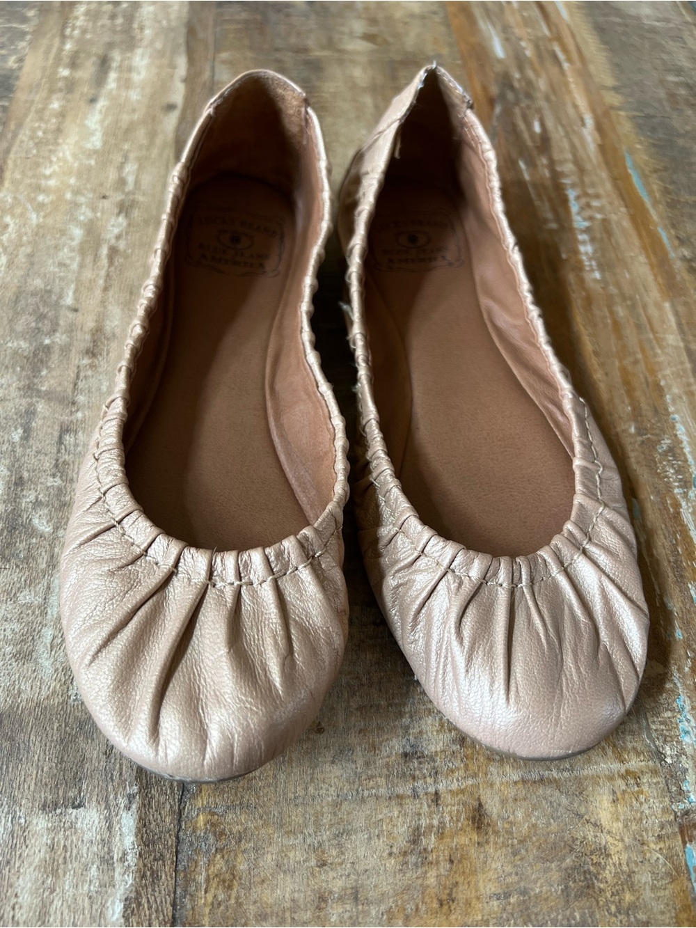 Lucky Brand Metallic Rose Gold Ballet Flats
